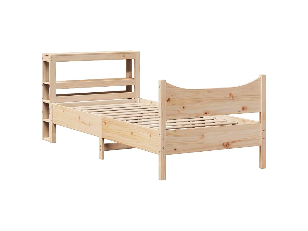 Estrutura de cama com cabeceira 75x190 cm pinho maciço