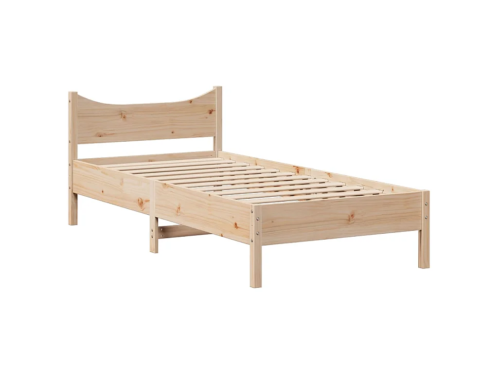 Estrutura de cama com cabeceira 75x190 cm pinho maciço