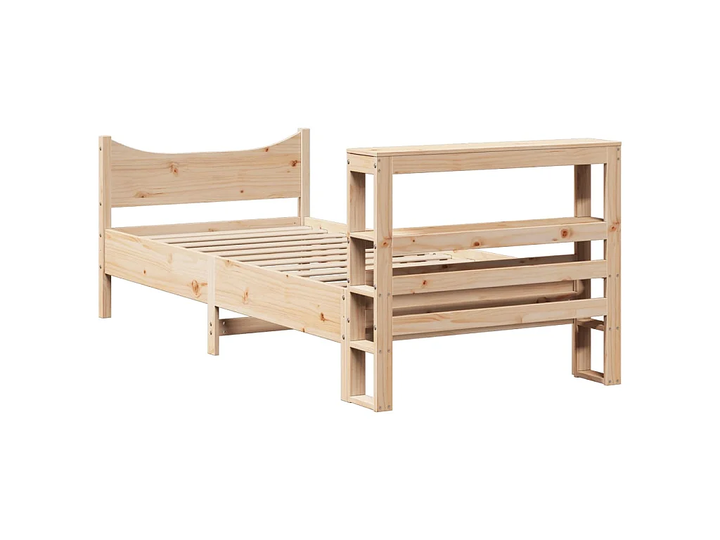 Estrutura de cama com cabeceira 75x190 cm pinho maciço