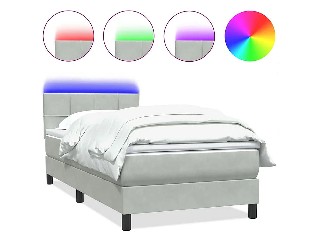 Boxspring met matras en LED fluweel lichtgrijs 80x220 cm