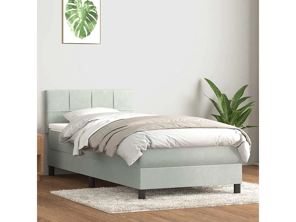 Boxspring met matras en LED fluweel lichtgrijs 80x220 cm