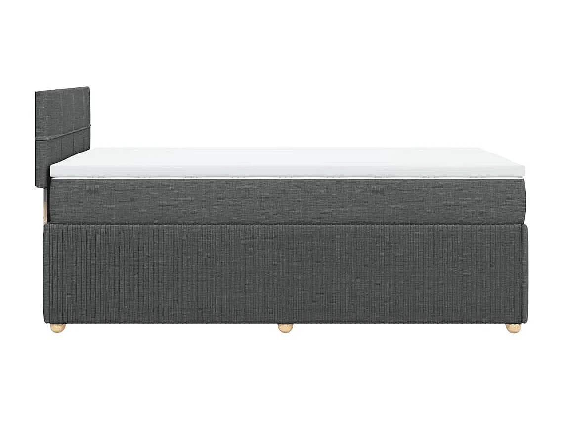 Cama box spring con colchón tela gris oscuro 80x200 cm