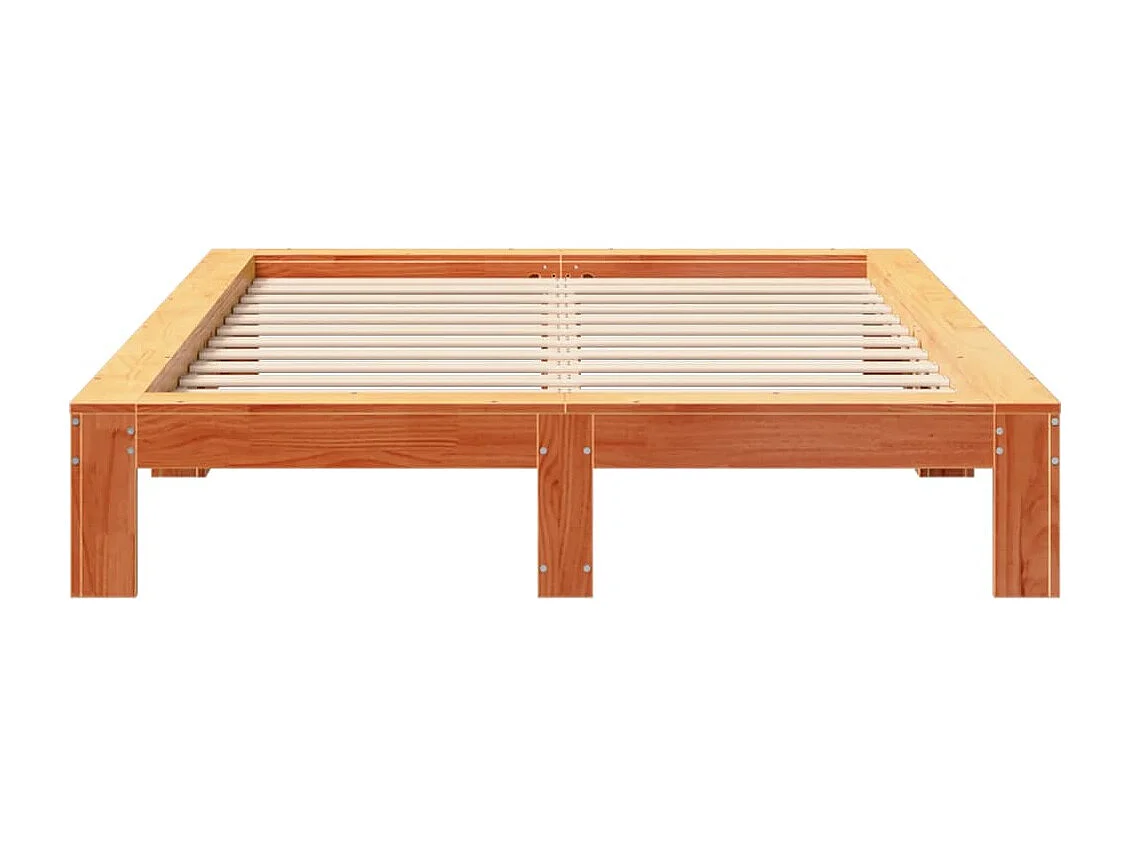 Bedframe zonder matras massief grenenhout wasbruin 135x190 cm