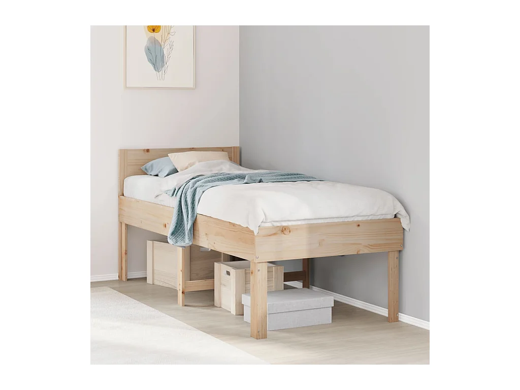 Cadre de lit sans matelas 75x190 cm bois de pin massif