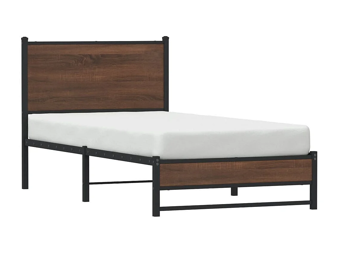 Metallbett ohne Matratze Braun Eichen-Optik 80x200 cm