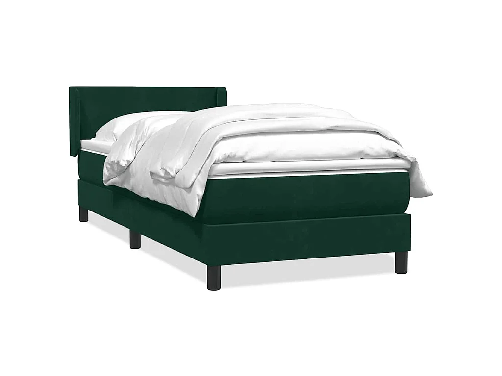 Sommier à lattes de lit et matelas vert foncé 80x220 cm velours