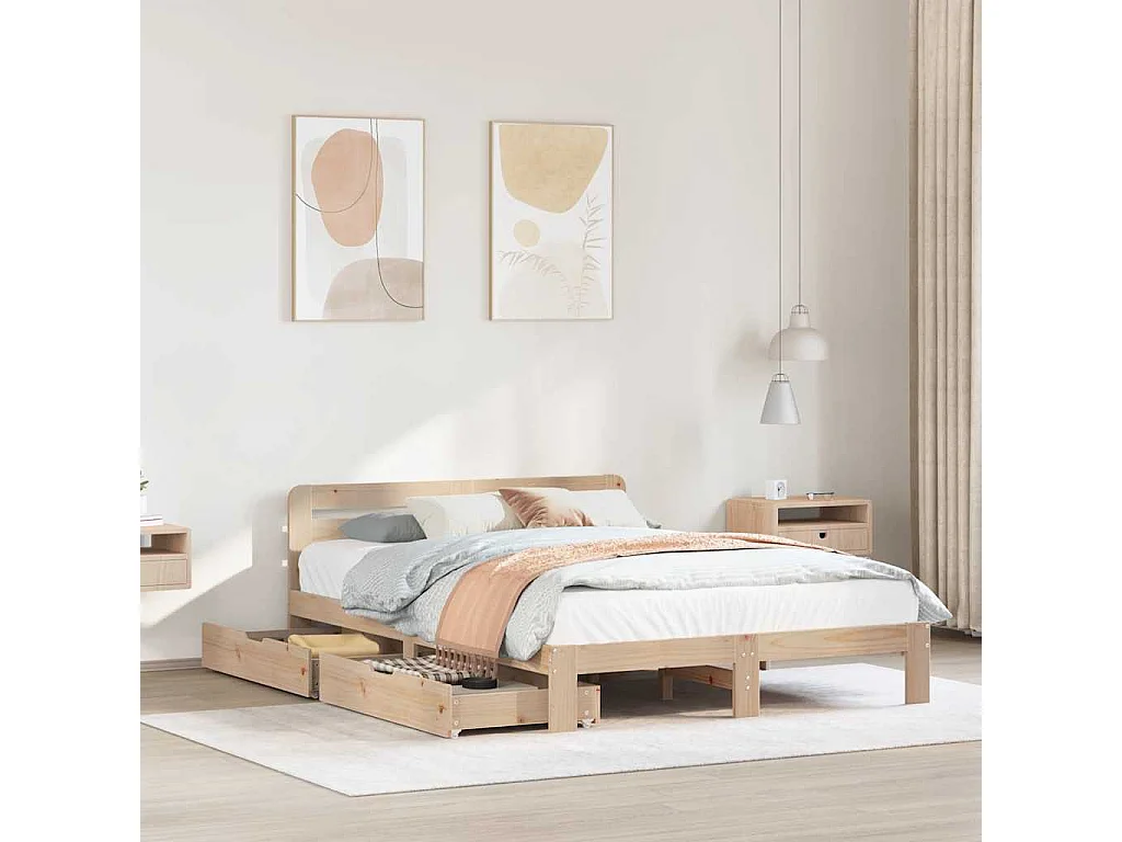 Cadre de lit sans matelas 135x190 cm bois de pin massif