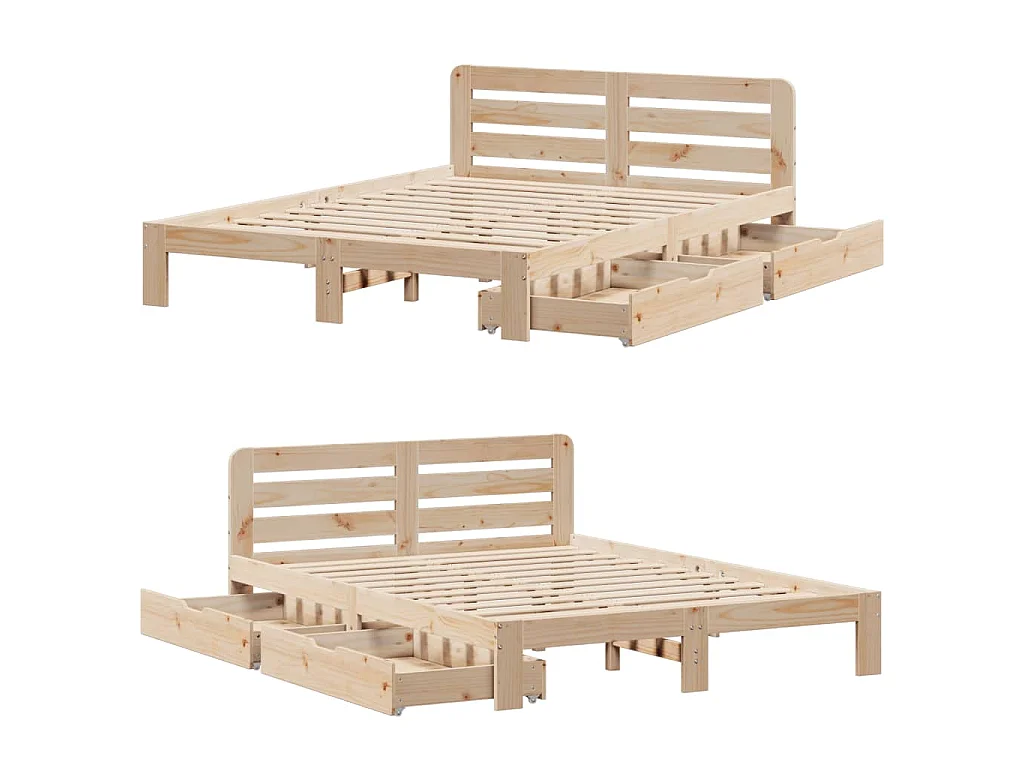 Cama sem colchão 135x190 cm madeira de pinho maciça