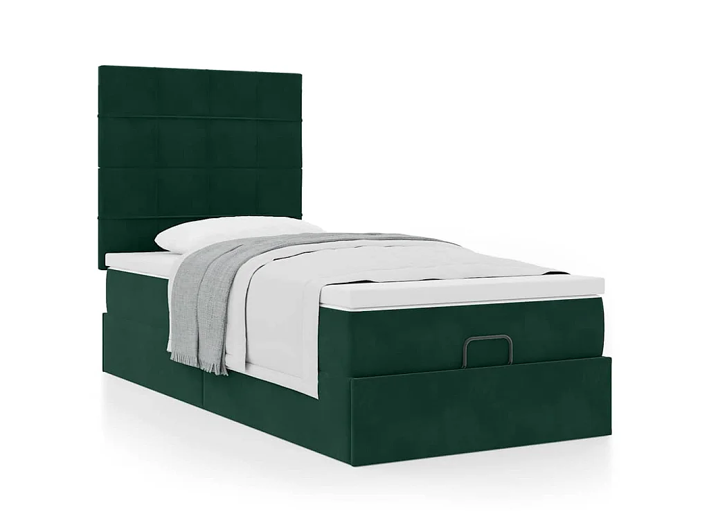 Ottoman bed met matrassen 80x200cm fluweel donkergroen