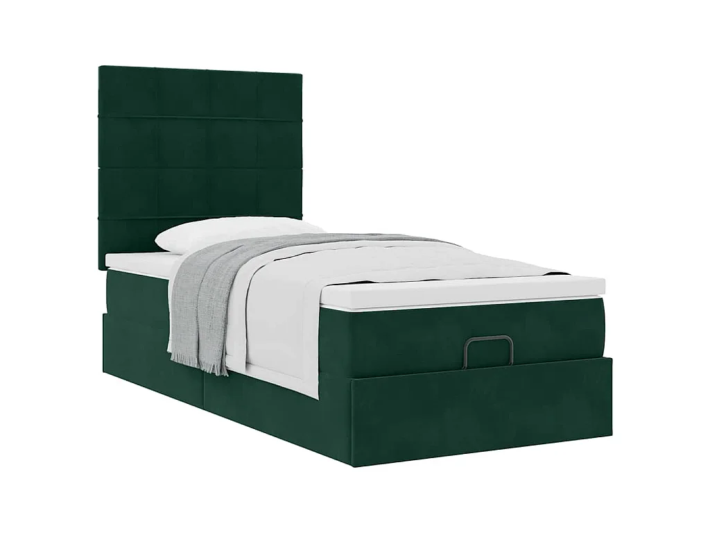 Ottoman bed met matrassen 80x200cm fluweel donkergroen