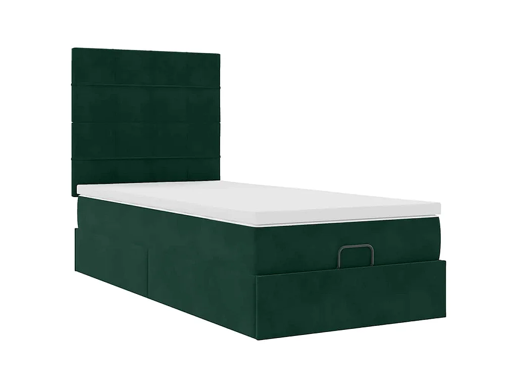 Ottoman bed met matrassen 80x200cm fluweel donkergroen