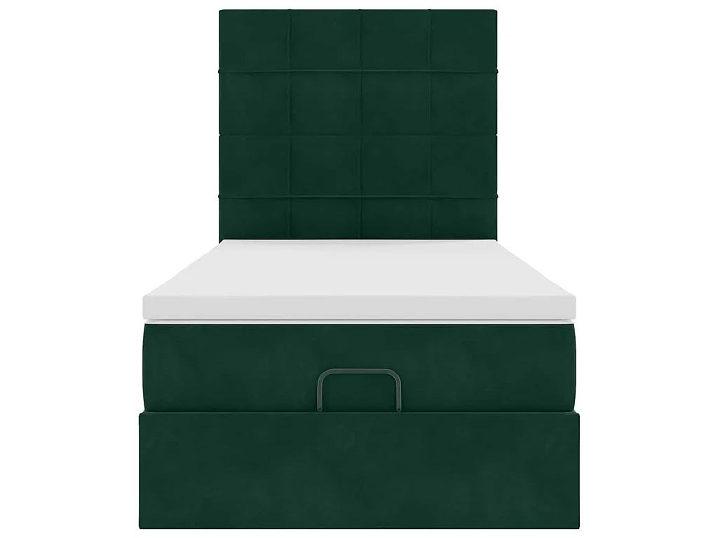 Ottoman bed met matrassen 80x200cm fluweel donkergroen