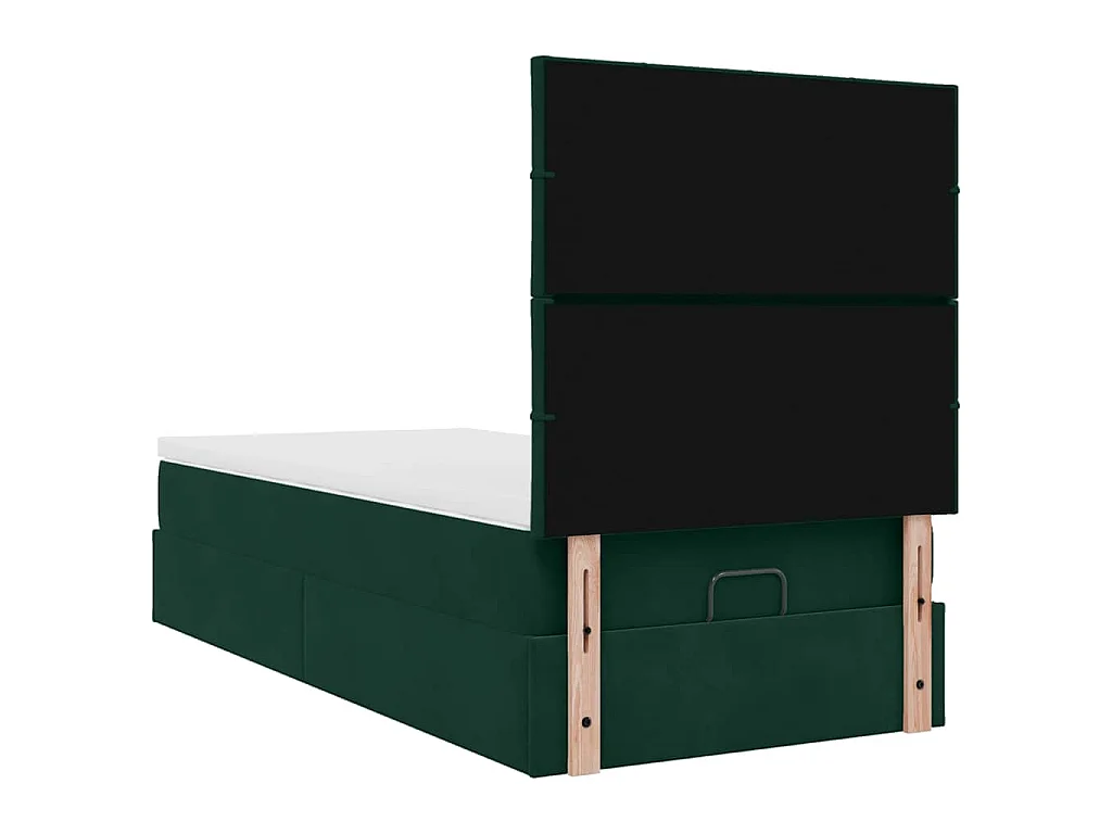 Ottoman bed met matrassen 80x200cm fluweel donkergroen