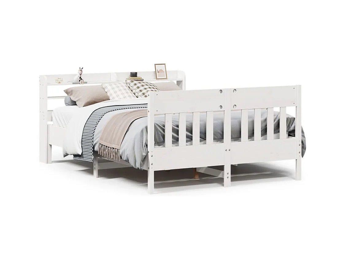 Cadre de lit sans matelas blanc 135x190 cm bois de pin massif