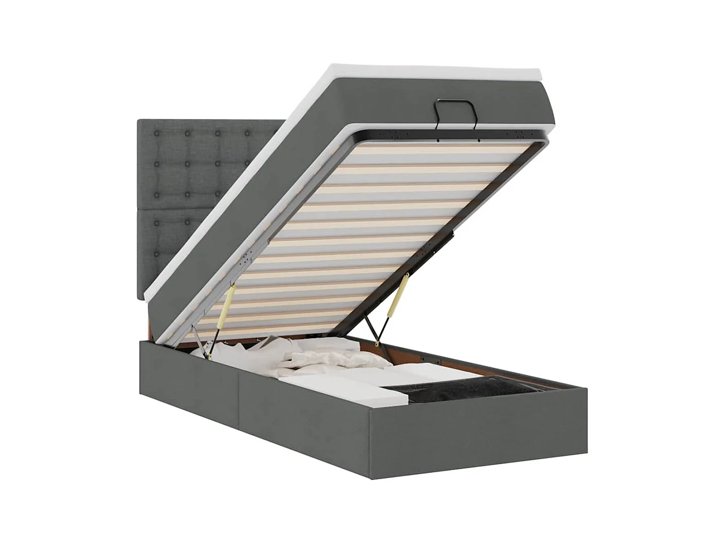 Cadre de lit ottoman avec matelas gris foncé 80x200 cm tissu