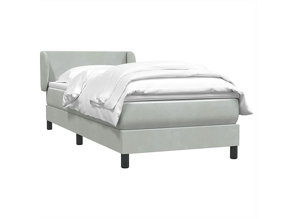 Boxspringbett mit Matratze Hellgrau 80x210 cm Samt