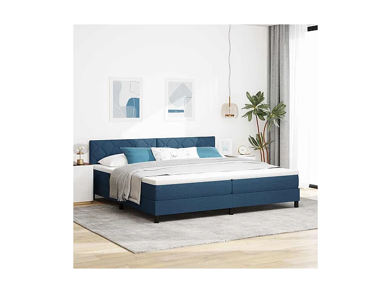 Lit boxspring avec matelas avec matelas Bleu 200 x 200 cm tissu