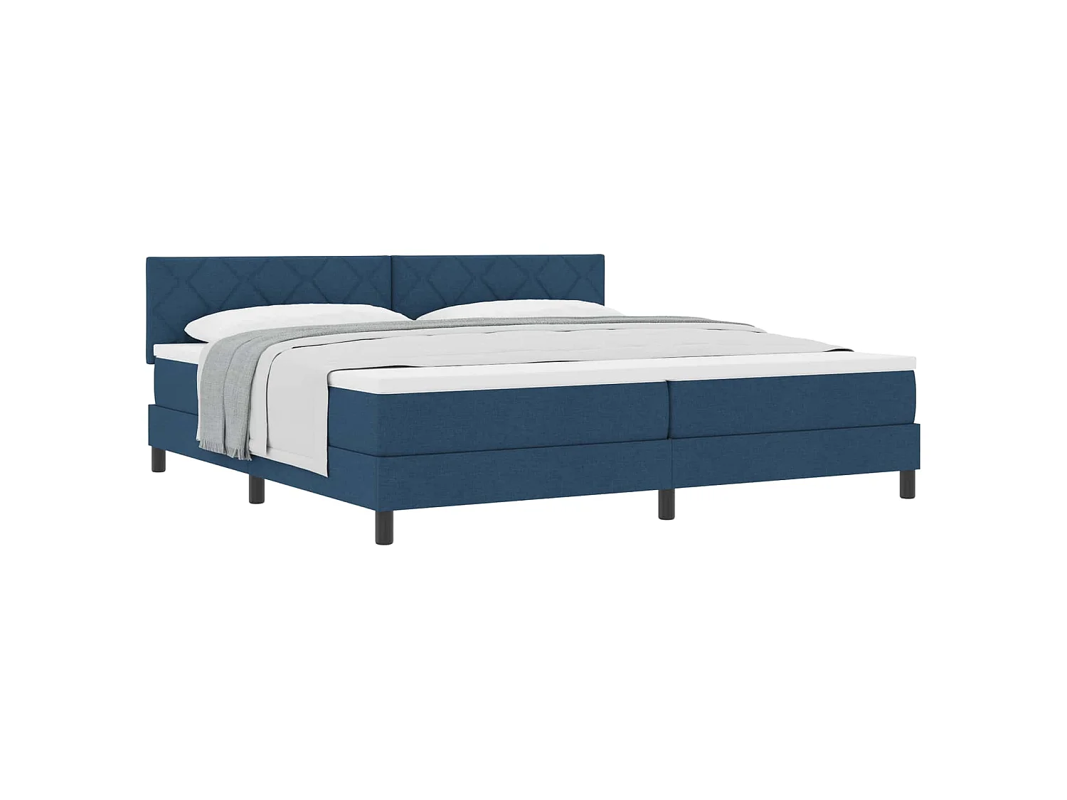 Letto a molle con testiera Blu 200 x 200 cm Tessuto