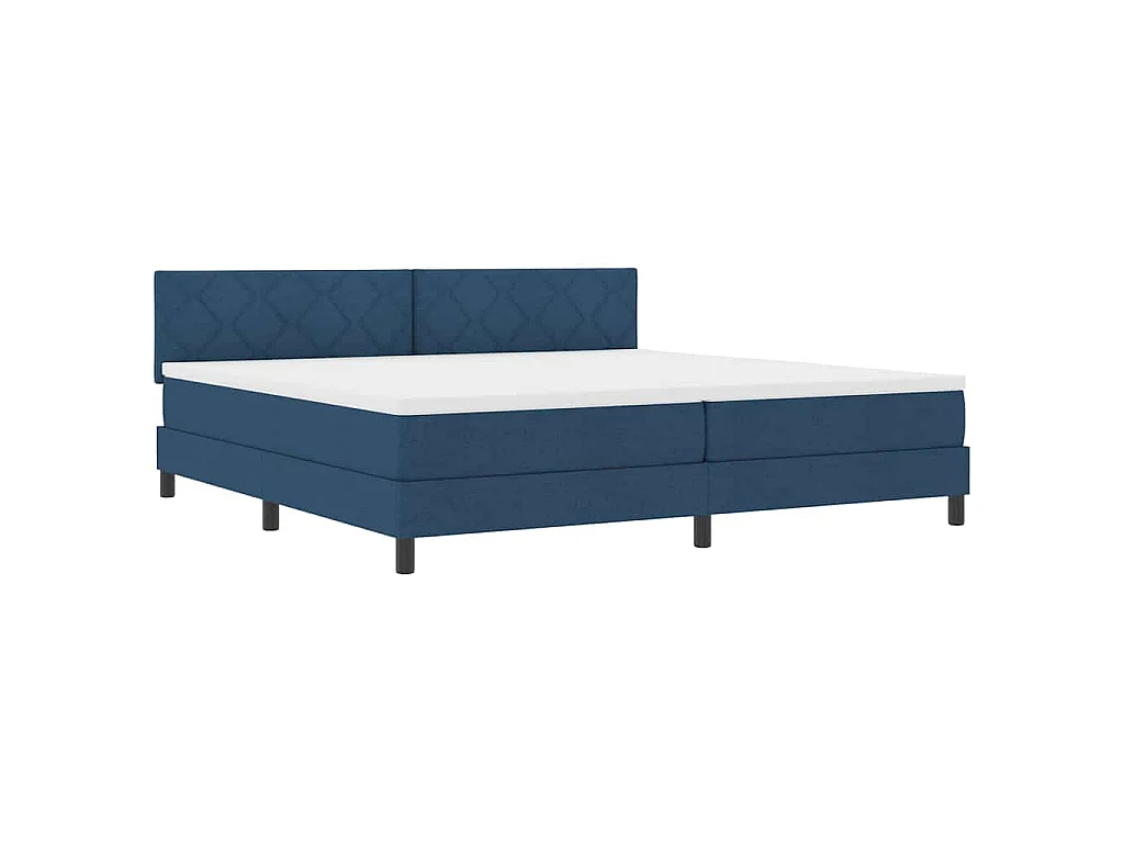 Letto a molle con testiera Blu 200 x 200 cm Tessuto