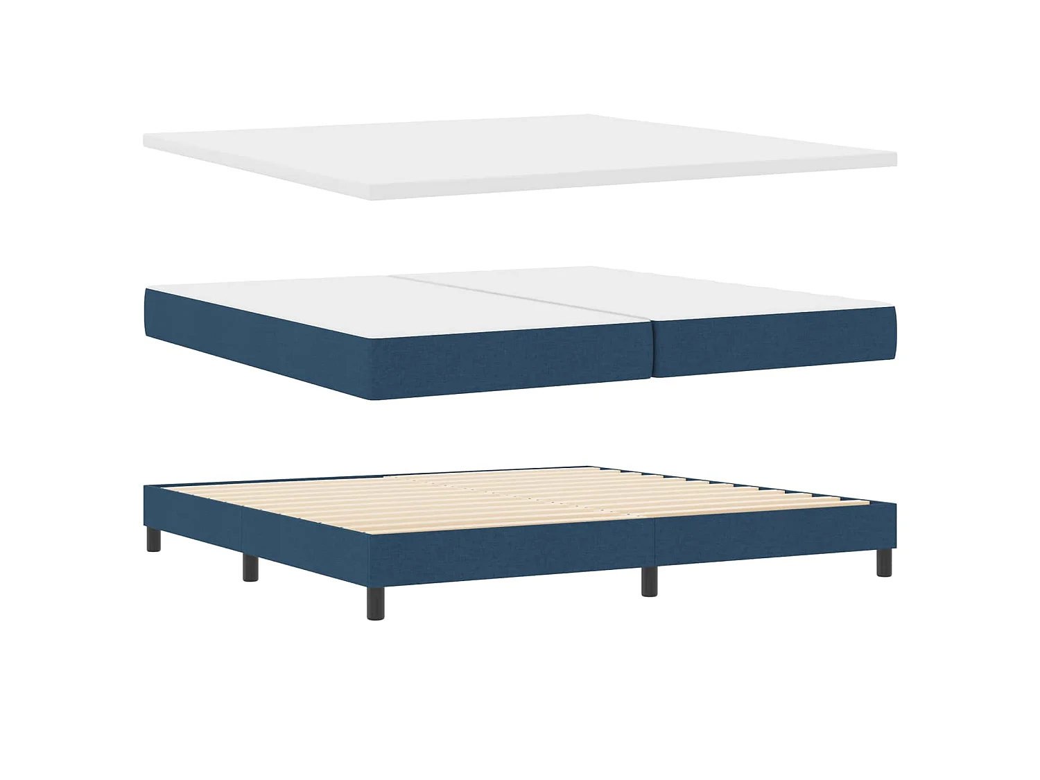 Letto a molle con testiera Blu 200 x 200 cm Tessuto