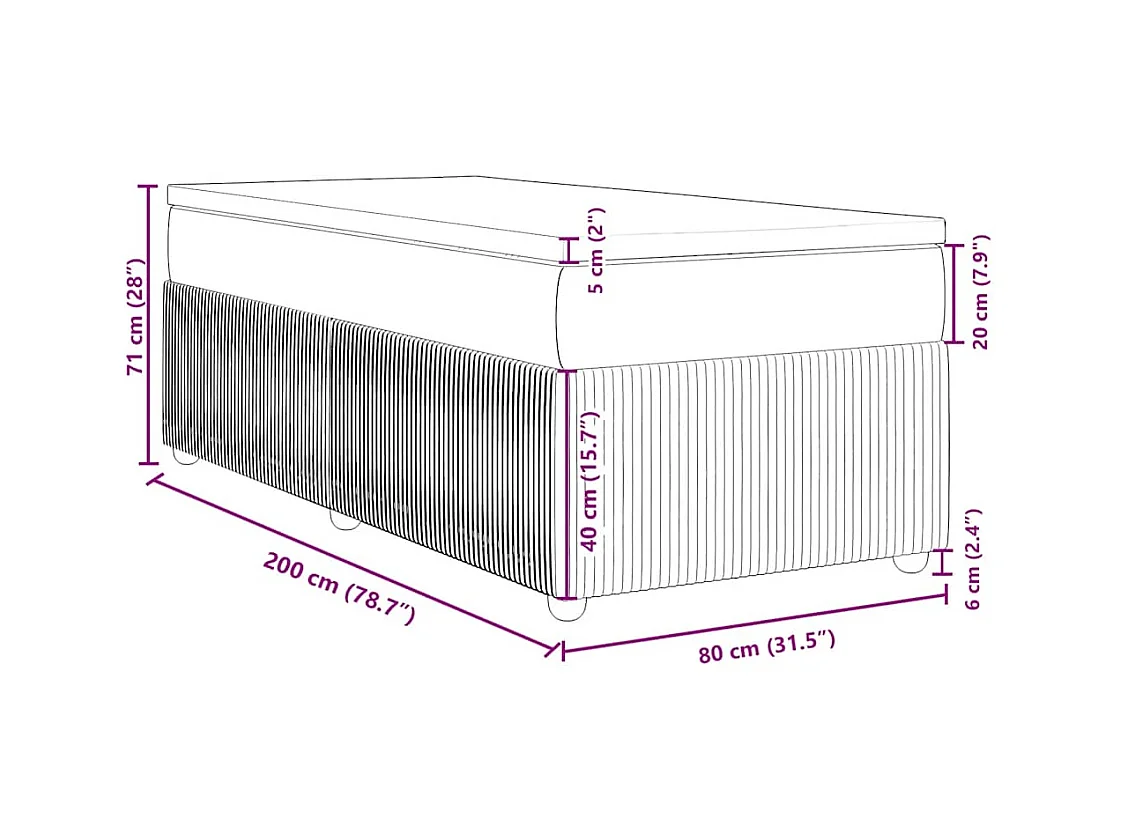 Sommier à lattes de lit avec matelas Gris foncé 80x200 cm Tissu