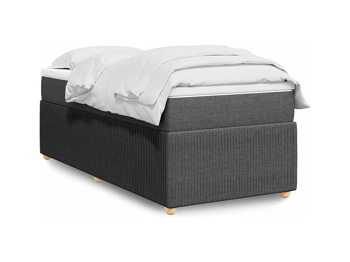 Cama box spring con colchón tela gris oscuro 80x200 cm