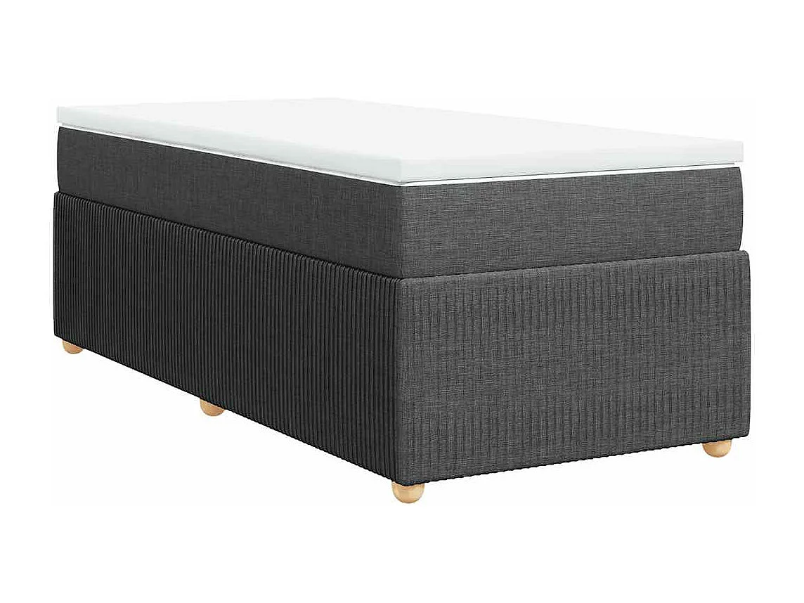 Cama box spring con colchón tela gris oscuro 80x200 cm