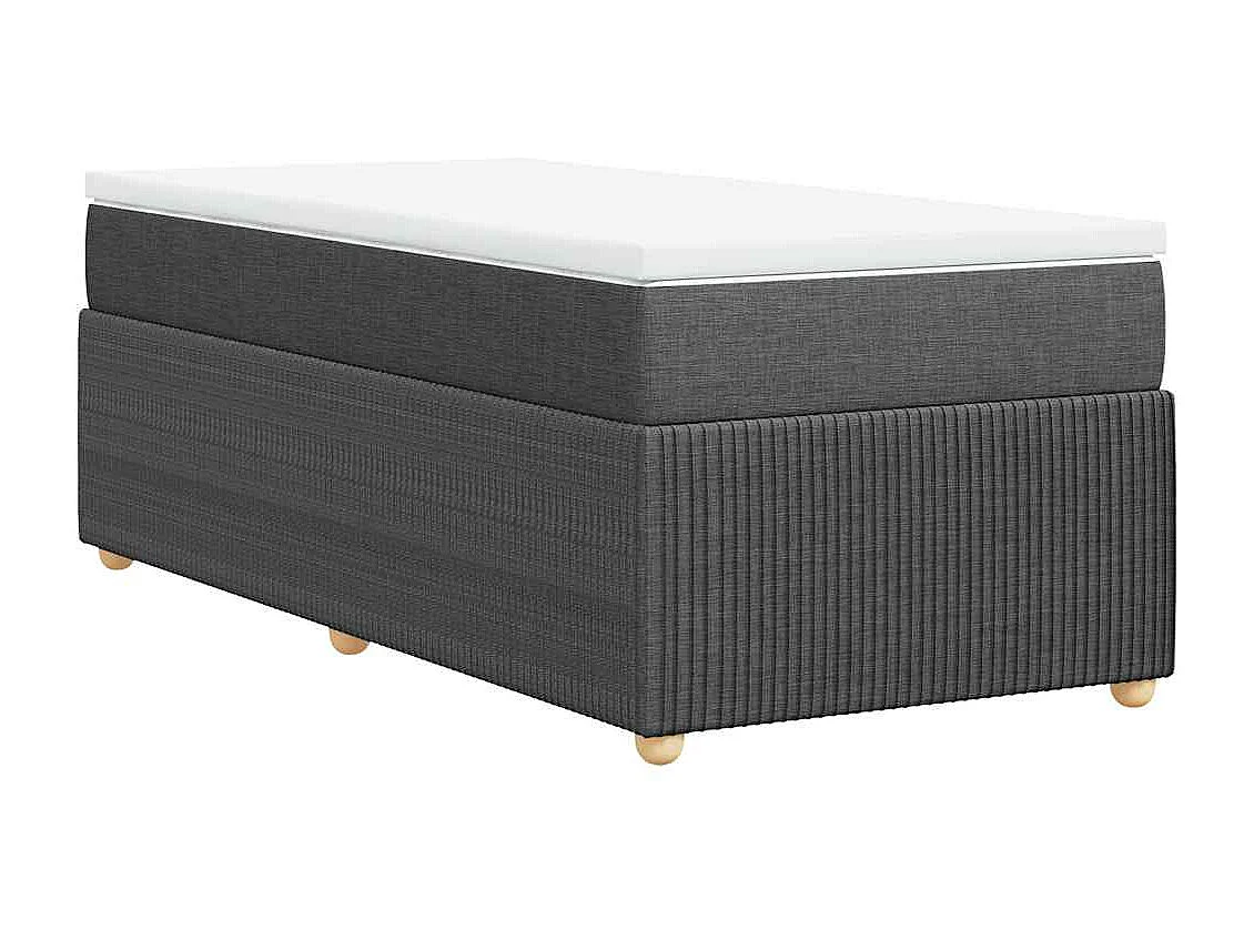 Cama box spring con colchón tela gris oscuro 80x200 cm