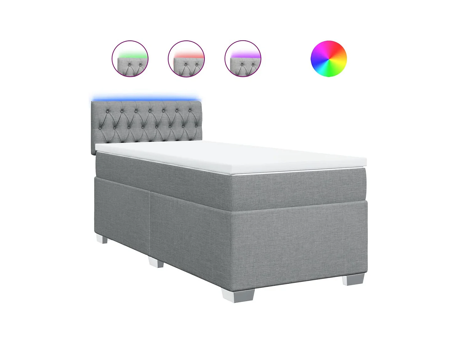 Boxspring met matras stof lichtgrijs 80x200 cm