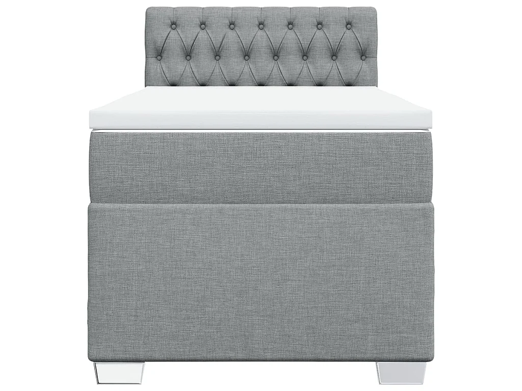 Cama box spring con colchón tela gris claro 80x200 cm