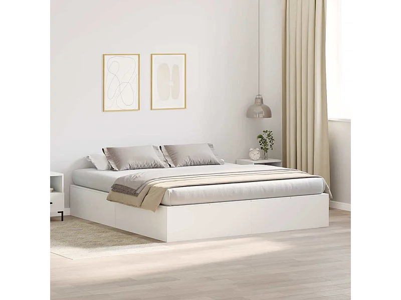 Bedframe met opslag Wit 200 x 200 x 31.5 cm Bewerkt hout