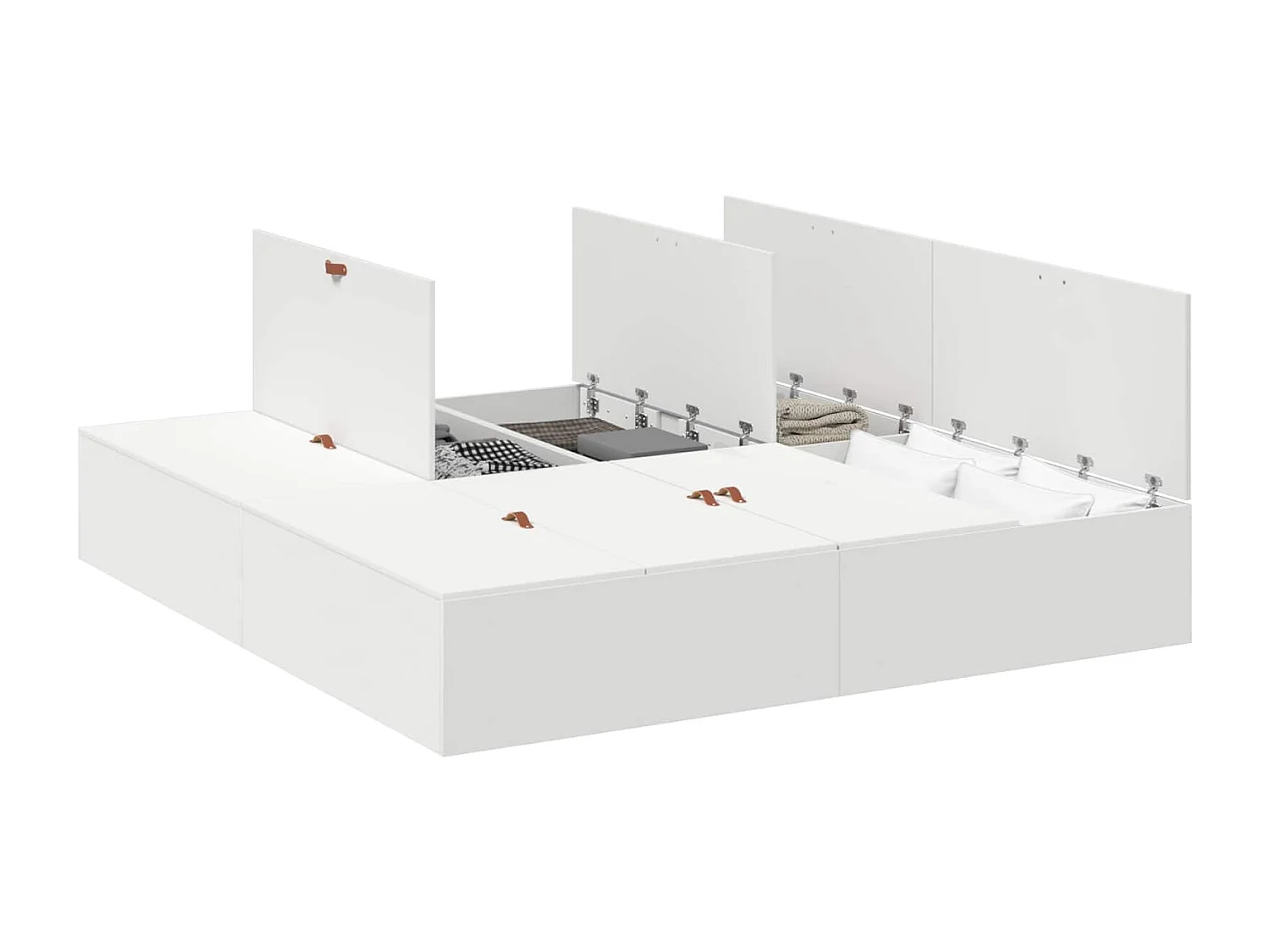 Cadre de lit avec rangement avec stockage Blanc 200 x 200 cm