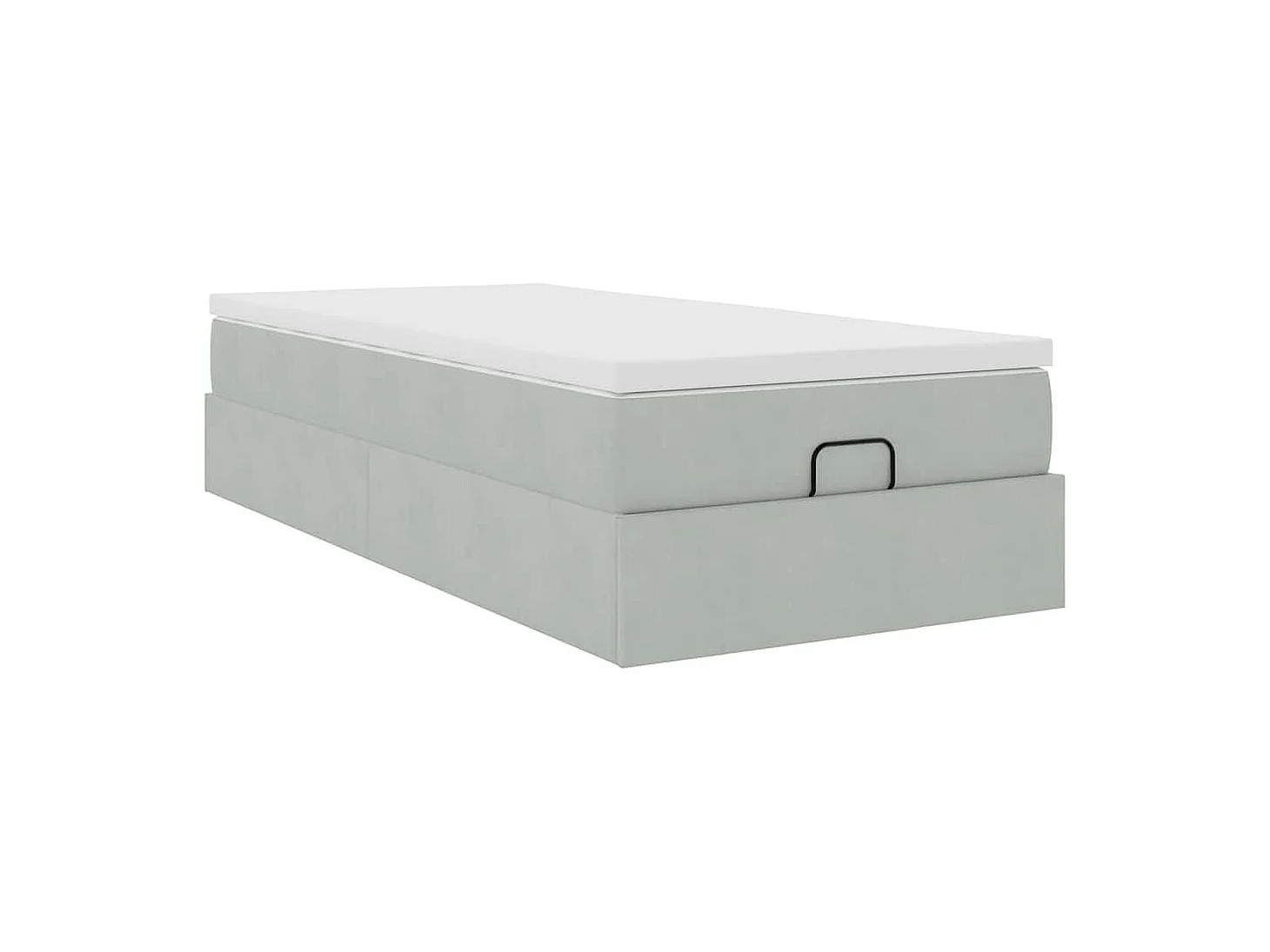 Ottoman bed met matras 80x200cm fluweel lichtgrijs