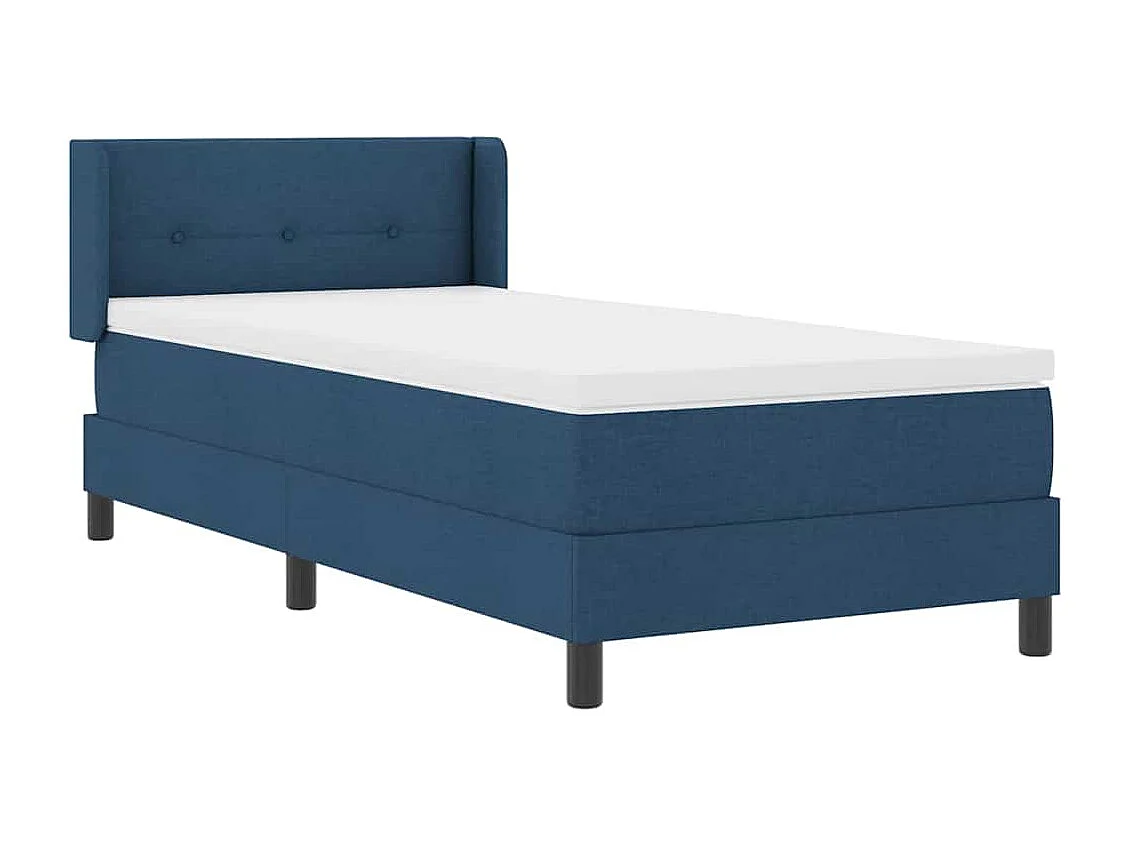 Lit à ressorts avec tête de lit Bleu 200 x 80 cm tissu