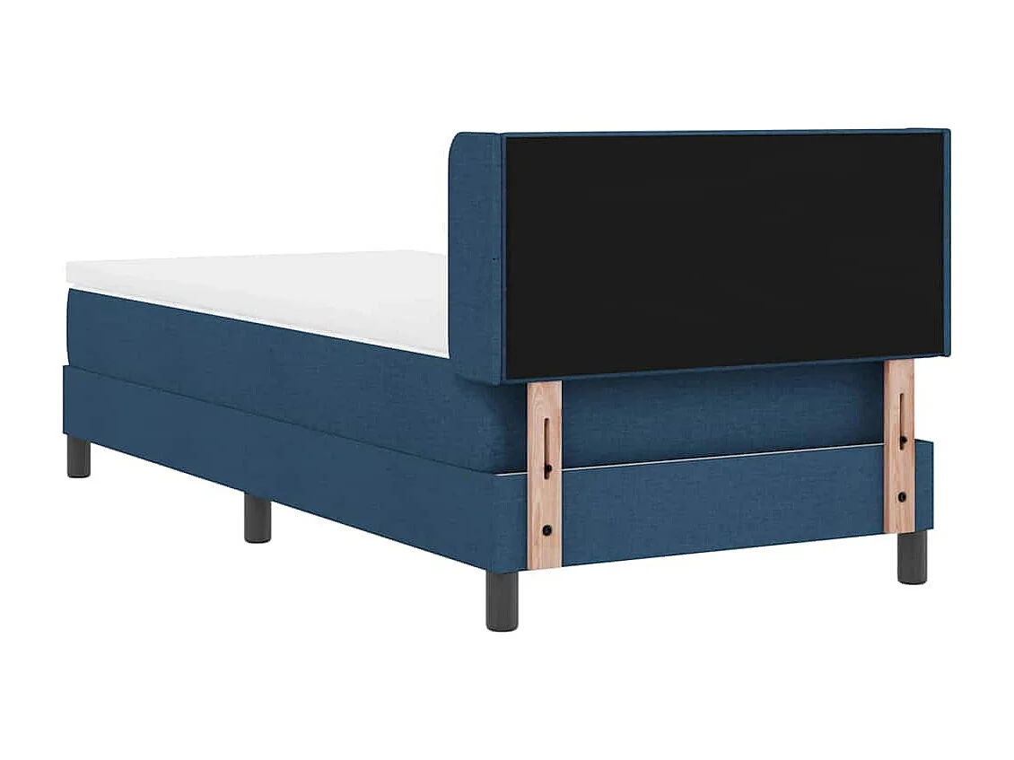 Lit à ressorts avec tête de lit Bleu 200 x 80 cm tissu