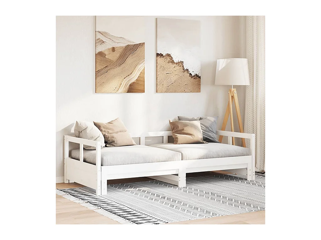 Lit de jour sans matelas blanc 80x200 cm bois de pin massif