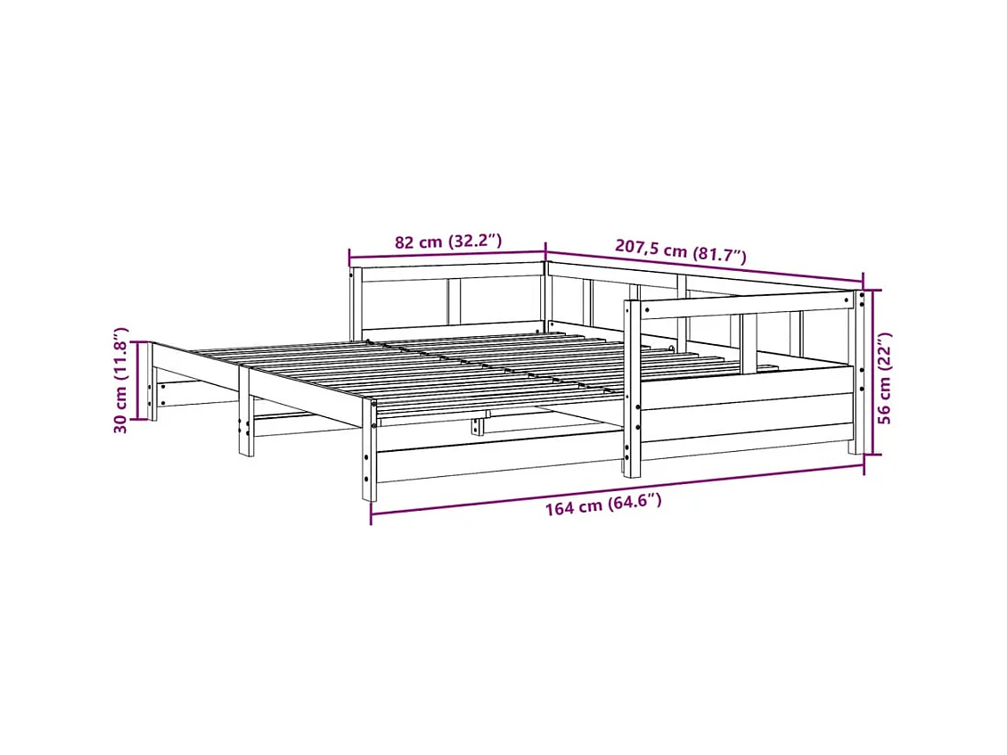 Lit de jour sans matelas blanc 80x200 cm bois de pin massif