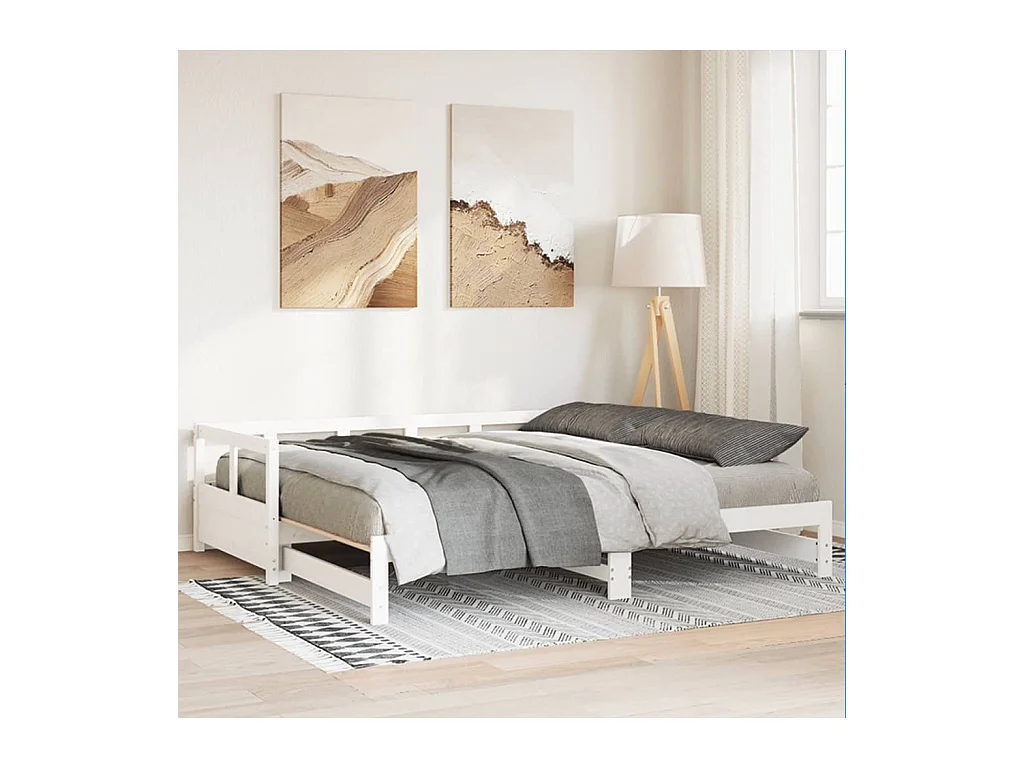 Lit de jour sans matelas blanc 80x200 cm bois de pin massif