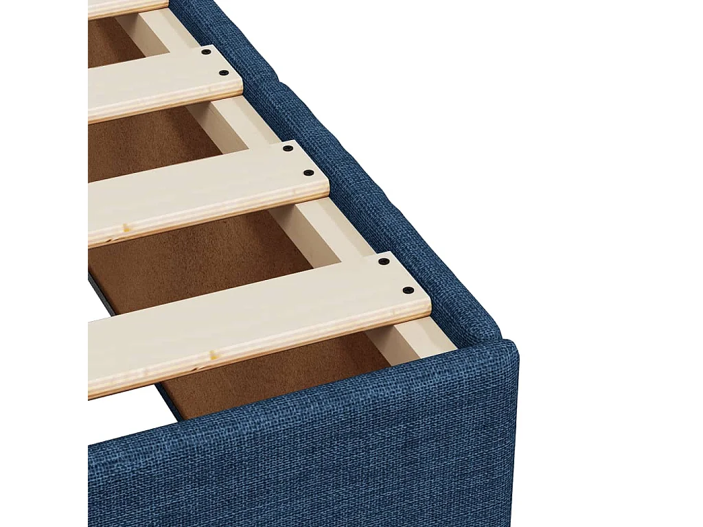 Cama box spring con colchón tela azul 80x200 cm