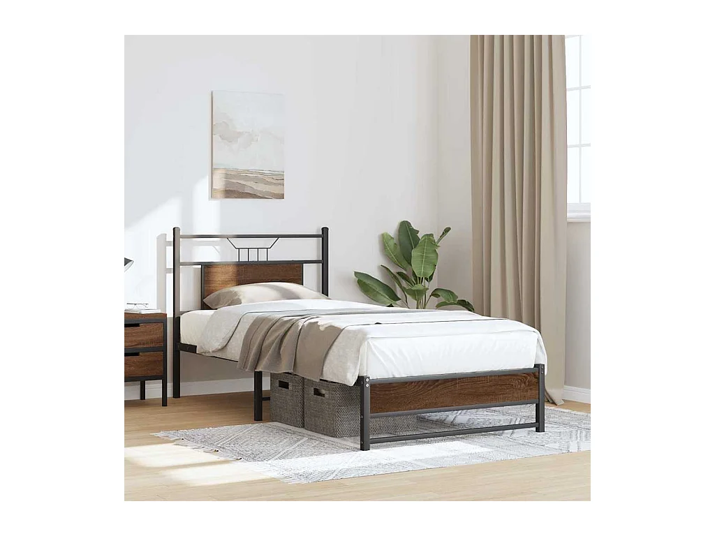 Bettgestell ohne Matratze Braun Eiche 75x190 cm Holzwerkstoff