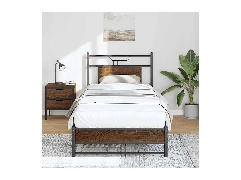 Bettgestell ohne Matratze Braun Eiche 75x190 cm Holzwerkstoff
