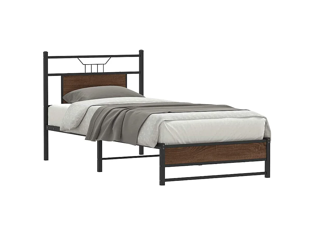 Cadre de lit sans matelas chêne marron 75x190cm bois ingénierie