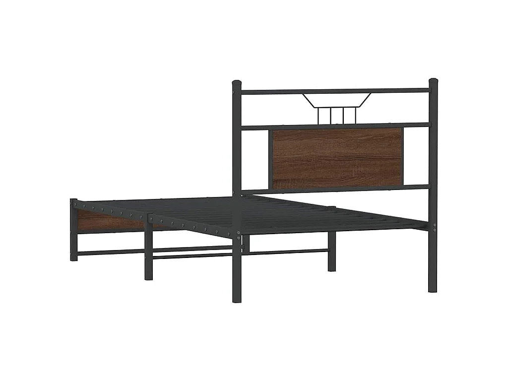 Cadre de lit sans matelas chêne marron 75x190cm bois ingénierie