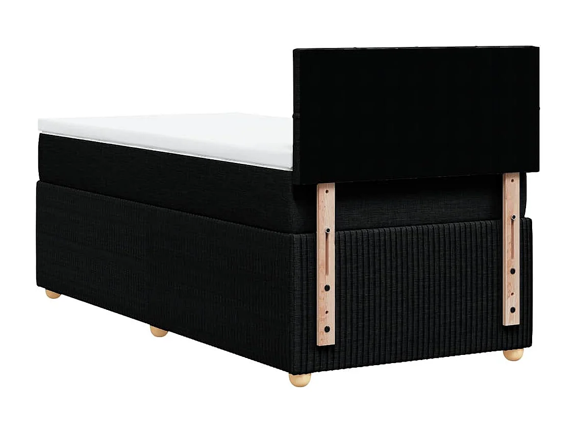 Cama box spring con colchón tela negro 80x200 cm