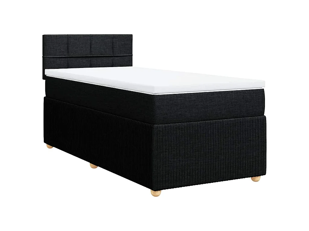 Cama com molas/colchão 80x200 cm tecido preto