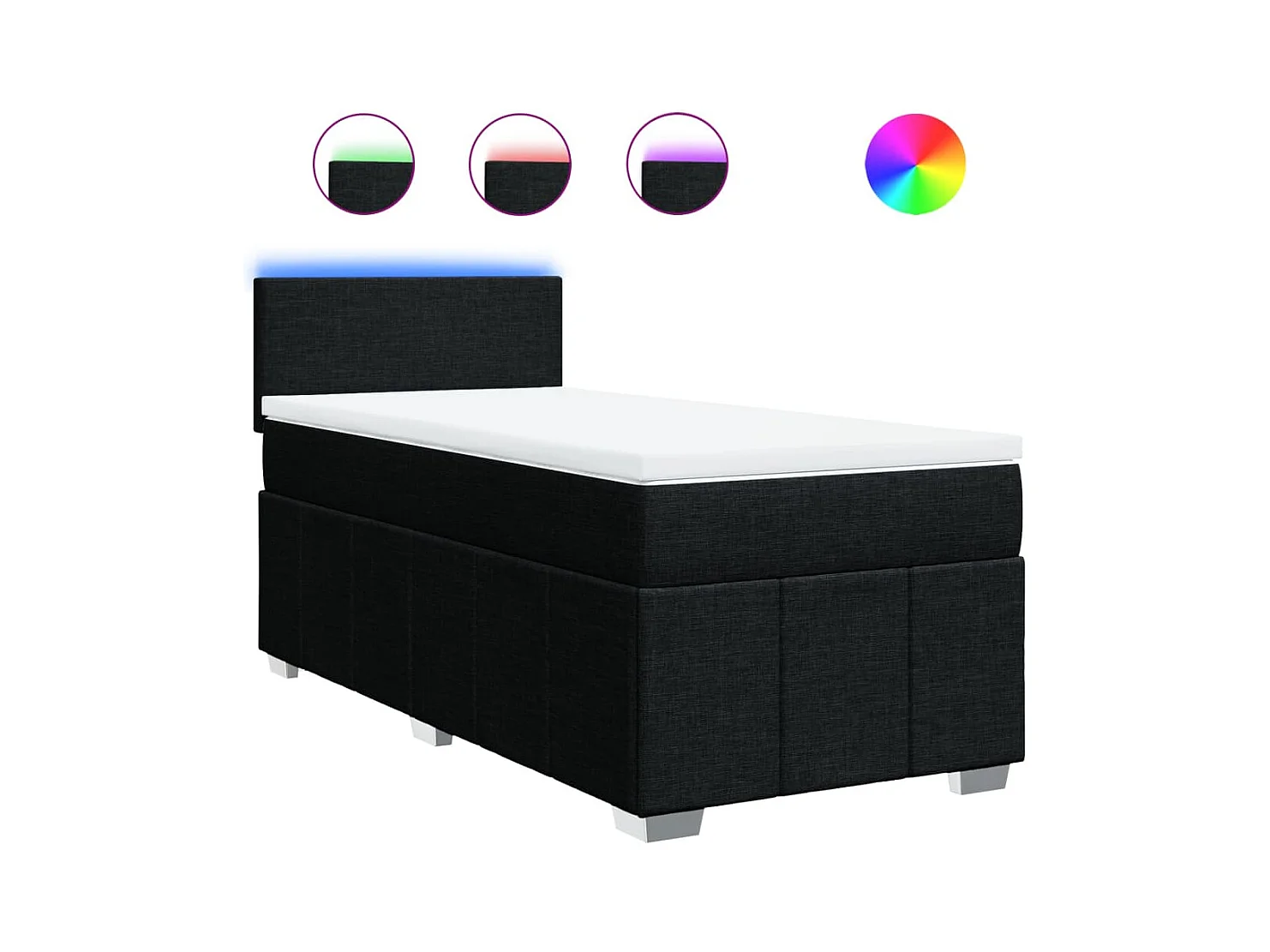 Sommier à lattes de lit et matelas Noir 80x200 cm Tissu