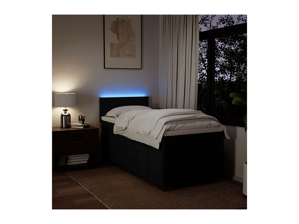 Sommier à lattes de lit et matelas Noir 80x200 cm Tissu