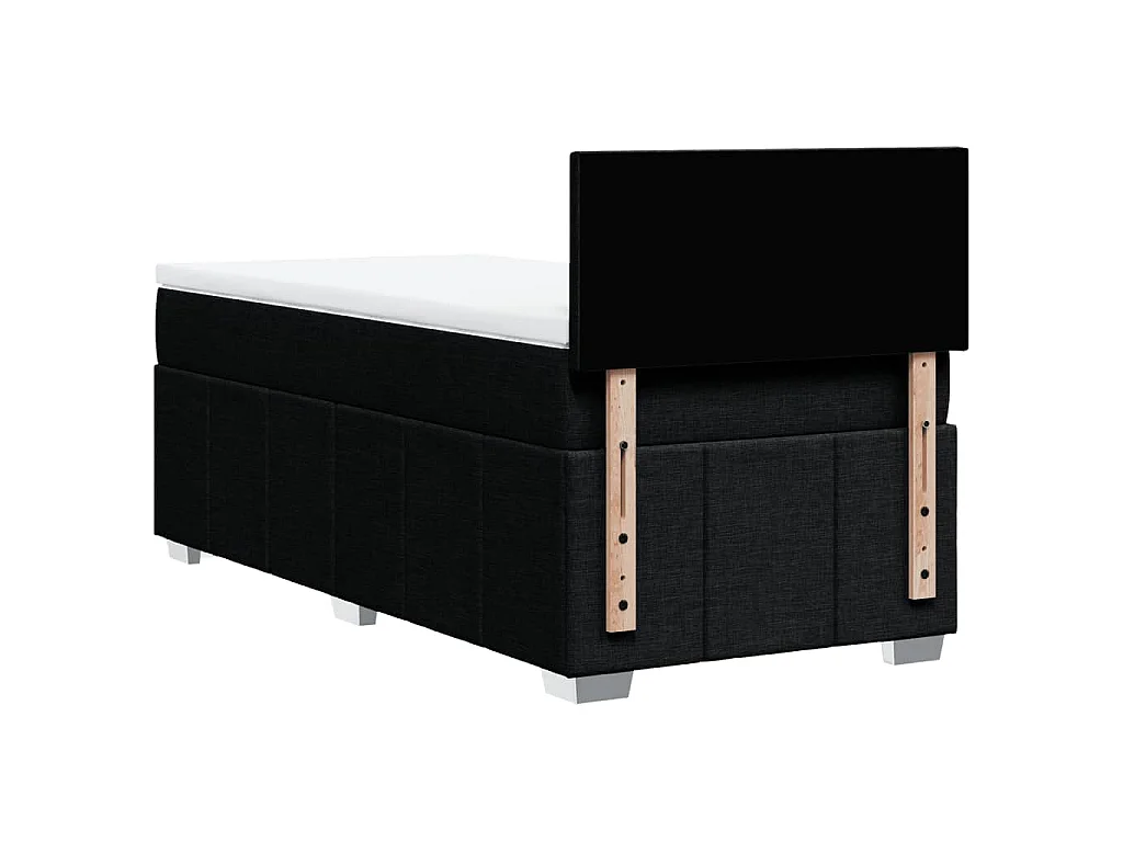 Cama box spring con colchón tela negro 80x200 cm