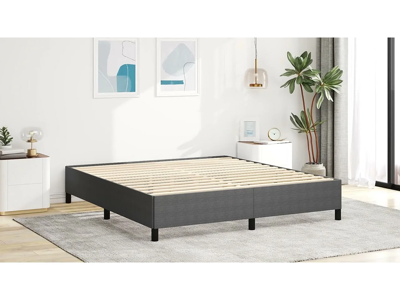 Letto a molle Blu 200 x 200 cm Velluto