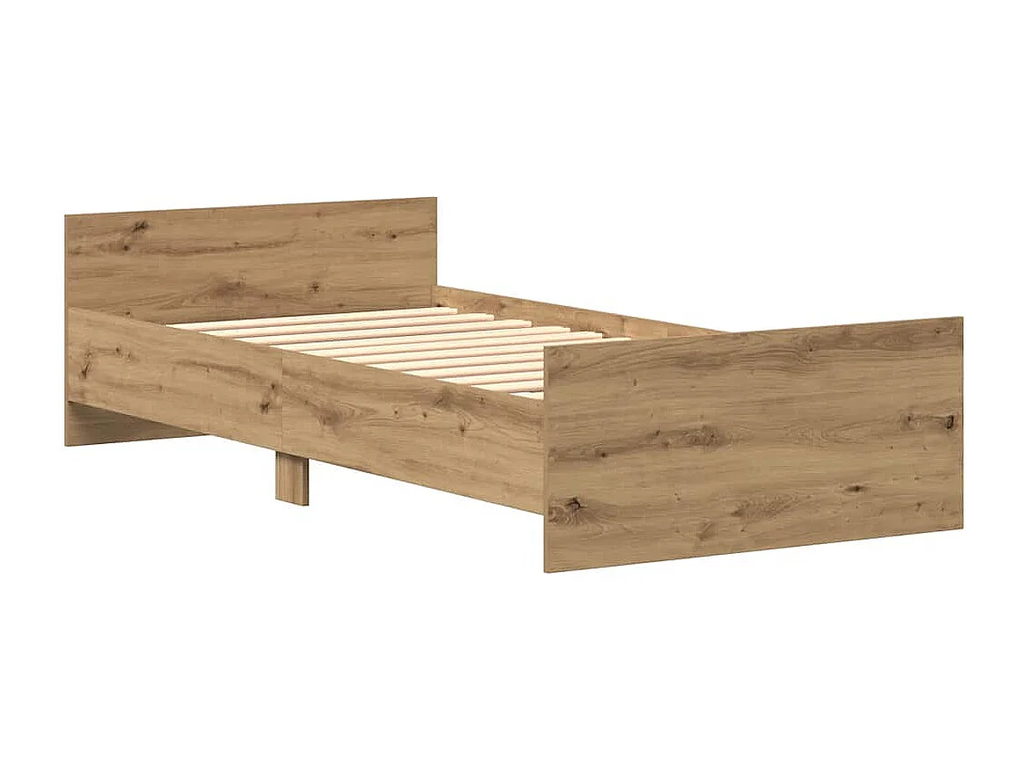 Cadre de lit sans matelas chêne artisanal 75x190 cm